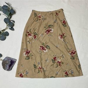 Bushwacker USA Linen Midi Floral Skirt | Women’s Size 10